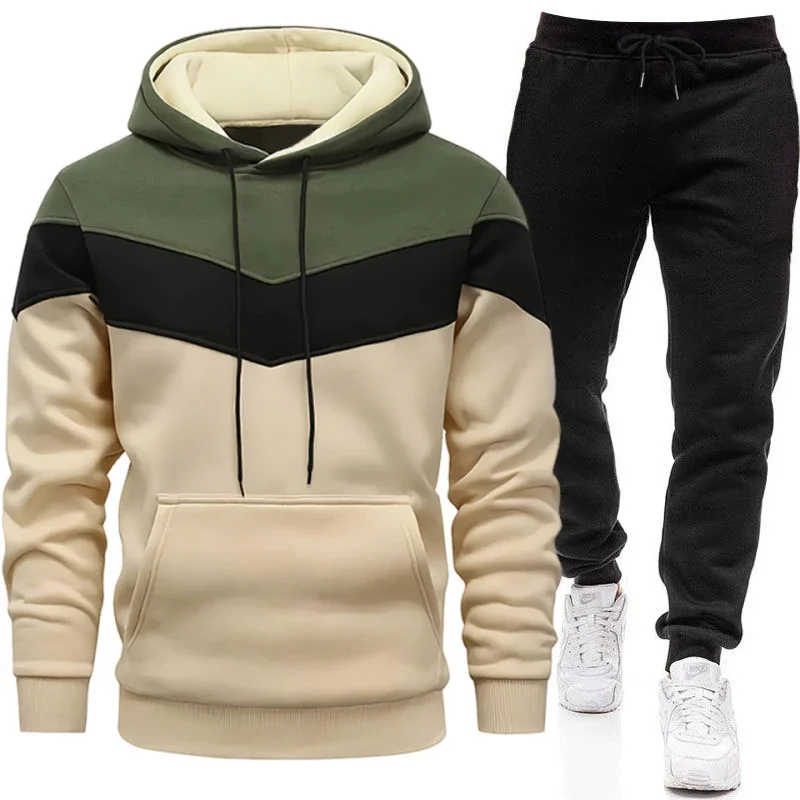 Men'S Winter Fashion - Men's Tracksuit Hooded Sweatshirt Black Sweatpants