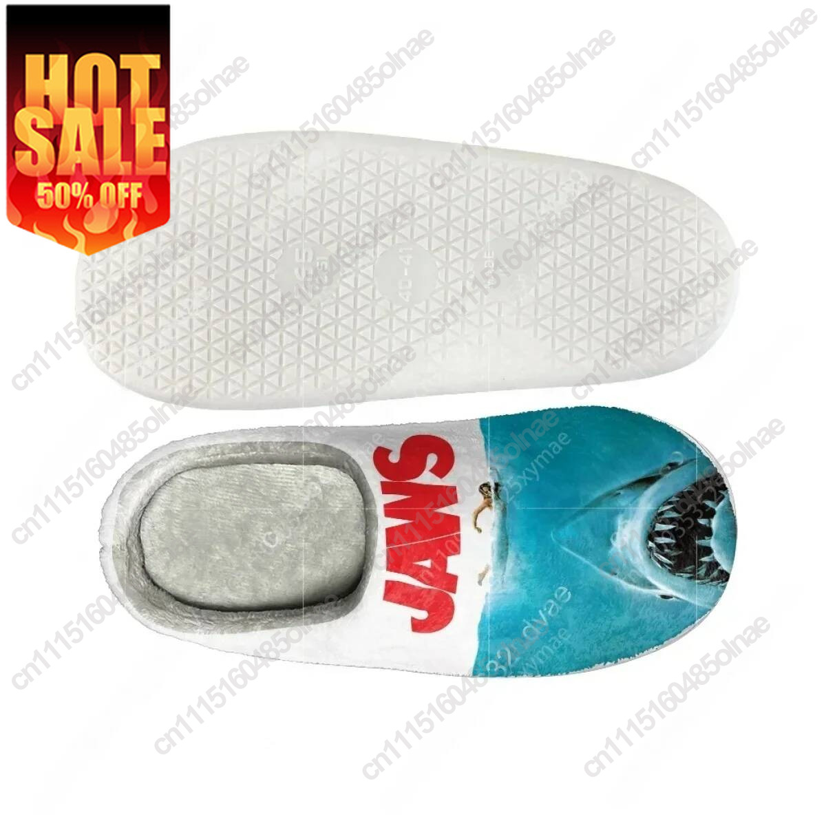 Men'S Fashion Footwear - Sawtooth Shark Design Warm Cotton Slippers