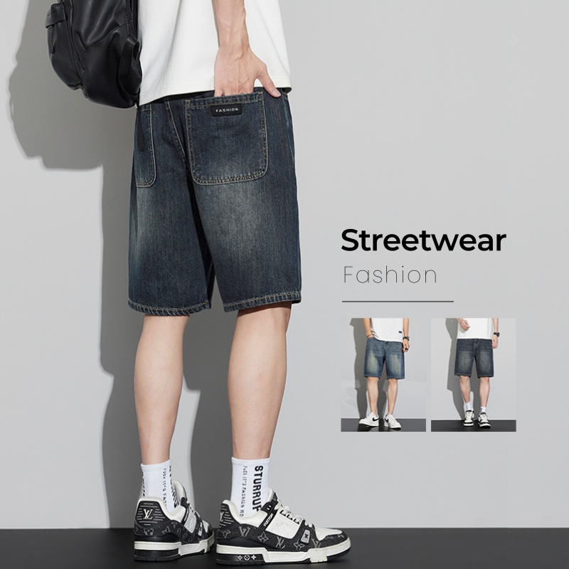 Men Fashion Jeans - Men's Vintage Denim Shorts Summer Thin