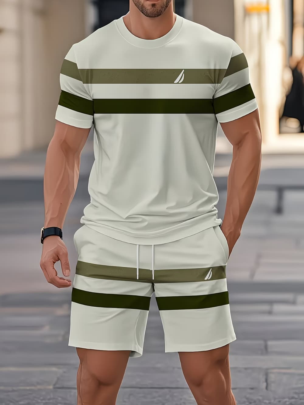 Men'S Fashion Formal - Men's Summer Sets Funny 3D Stripe