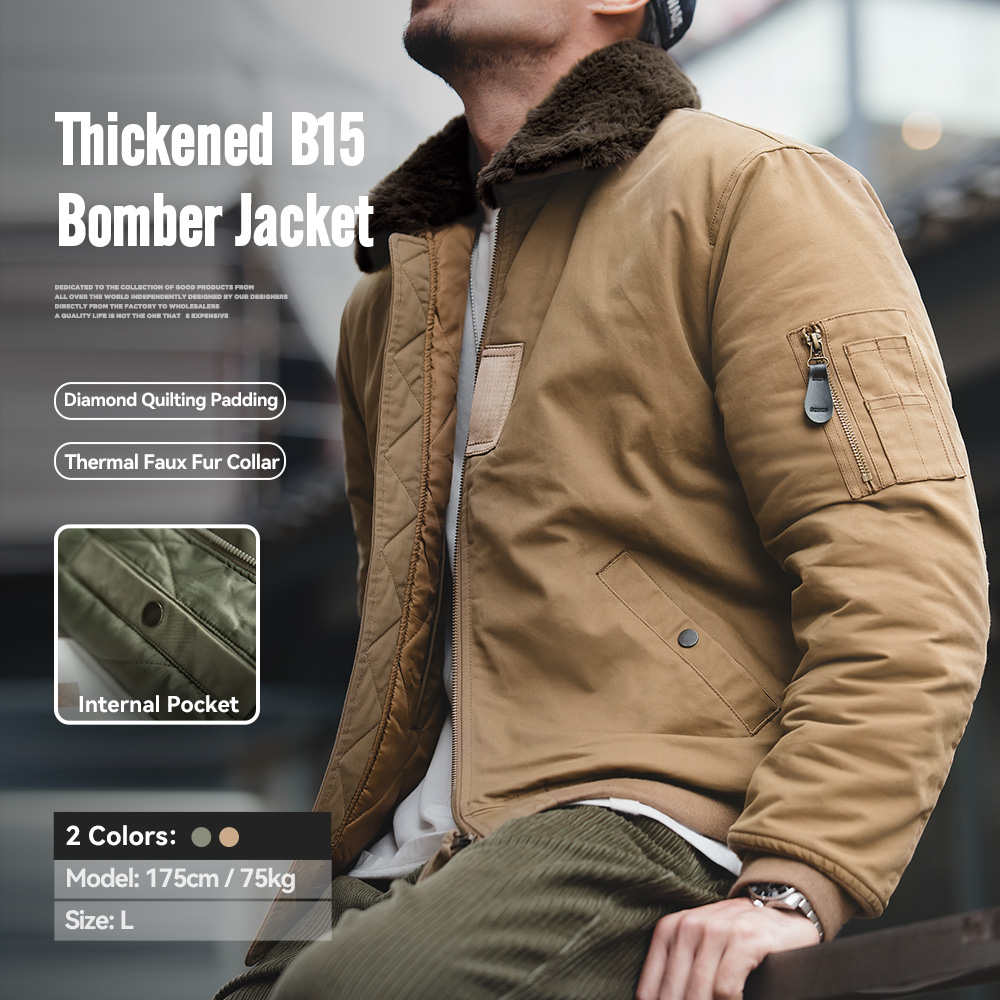 Bomber Jacket Men - Maden Men's Vintage B-15 Bomber Jacket
