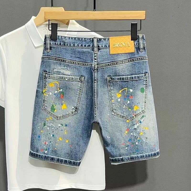 Men's Short Jeans Pants Graffi - Men Fashion Jeans 评论和价格