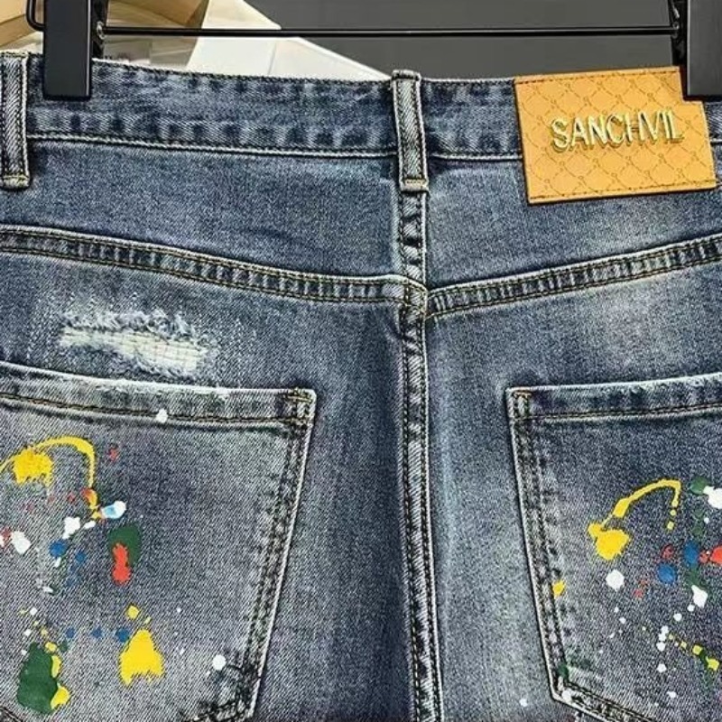 Men's Short Jeans Pants Graffi - Men Fashion Jeans 评论和价格