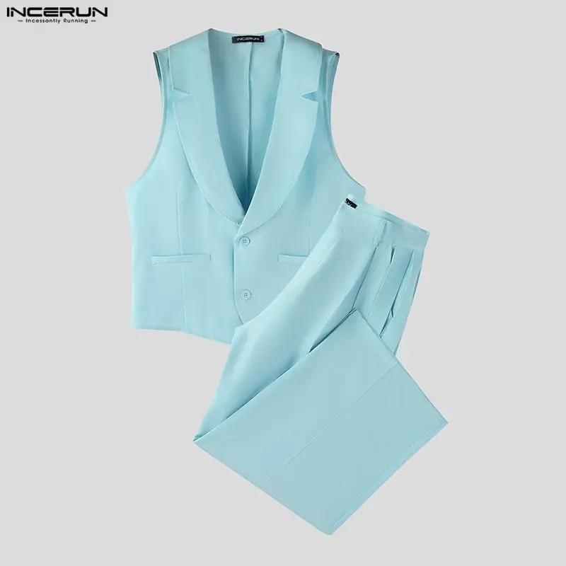 INCERUN Men Sets Solid Color V - Men'S Fashion For Summer 2026 评论和价格