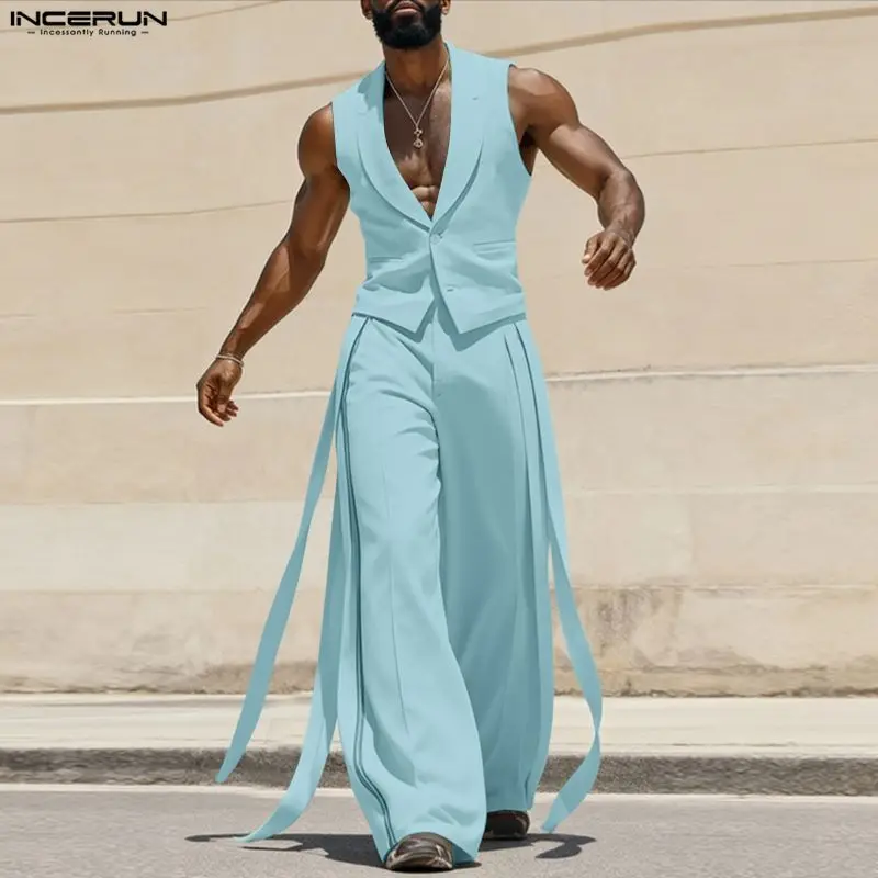 INCERUN Men Sets Solid Color V - Men'S Fashion For Summer 2026 评论和价格