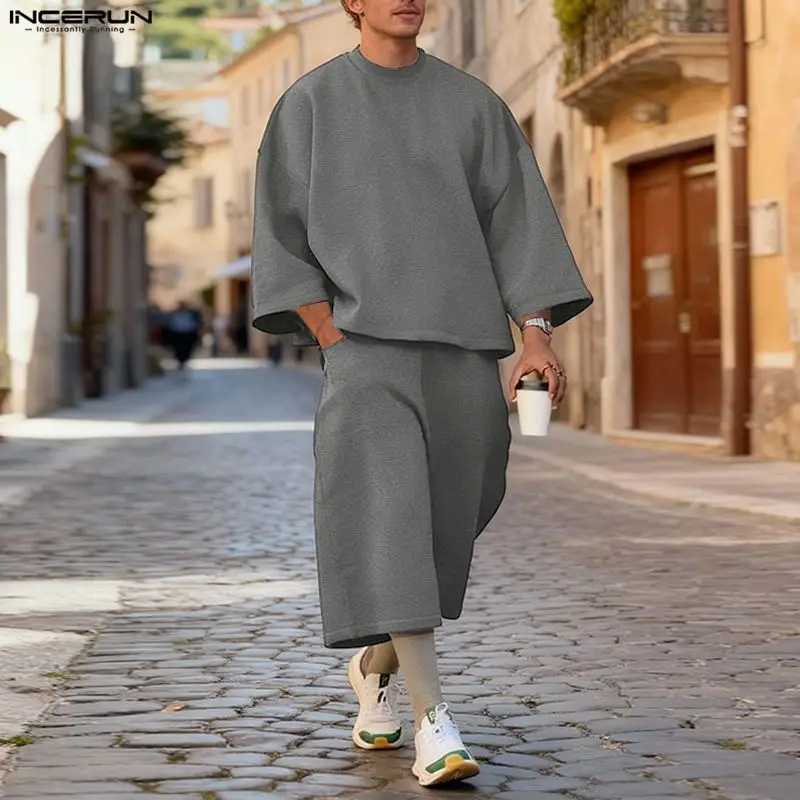 INCERUN Men Sets Solid Color B - Men'S Fashion Formal 评论和价格
