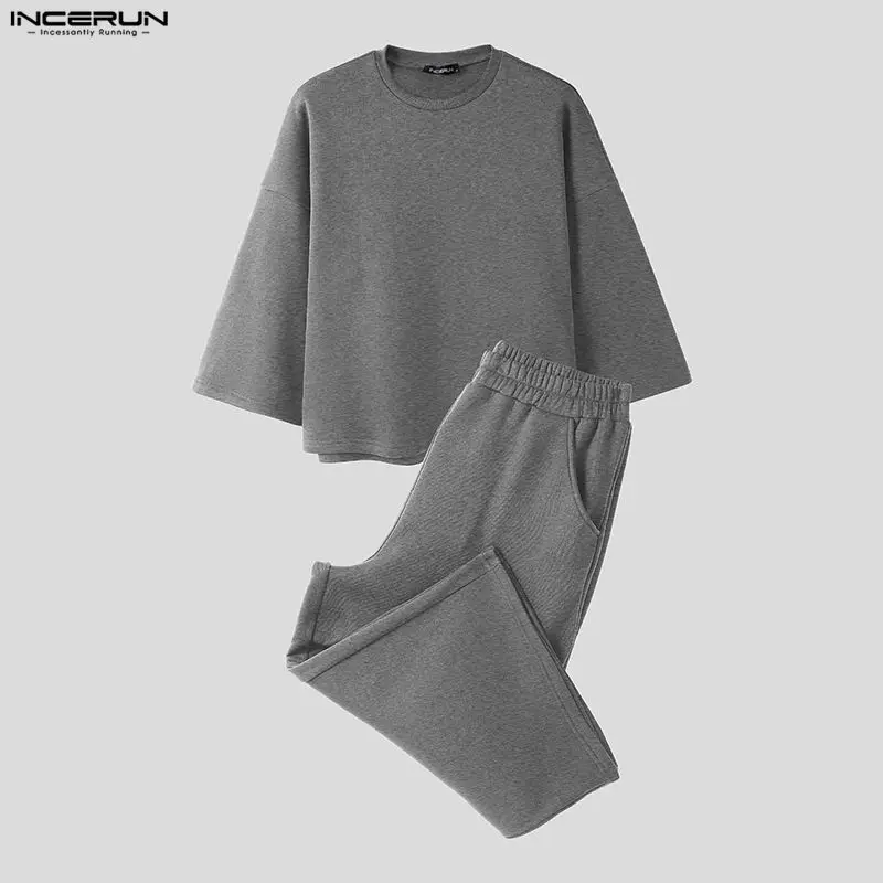 INCERUN Men Sets Solid Color B - Men'S Fashion Formal 评论和价格