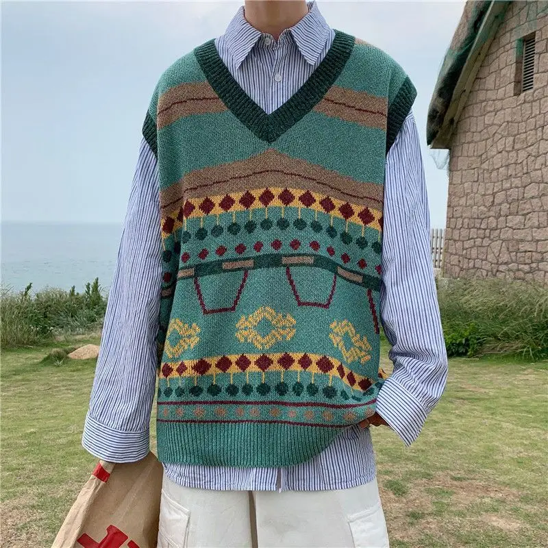Waistcoat Korean Fashion Knit  - Men'S Fashion Reviews 评论和价格