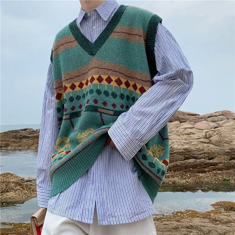 Waistcoat Korean Fashion Knit  - Men'S Fashion Reviews 评论和价格