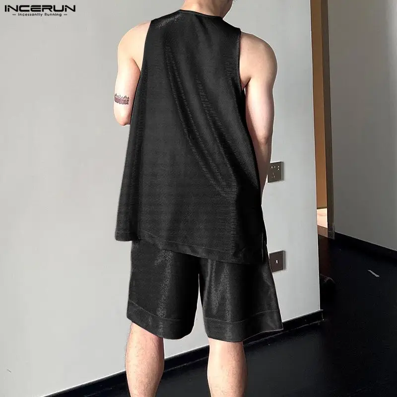INCERUN Men's Sets Shiny Solid - Men'S Fashion For Summer 2026 评论和价格