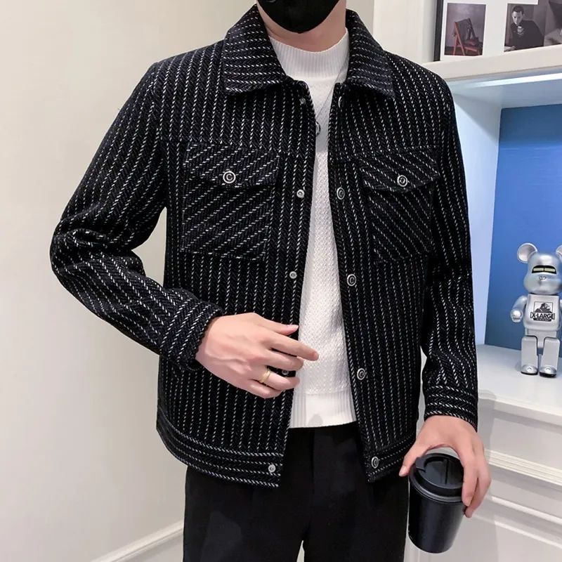Male Wool & Blends Coats Strip - Men'S Fashion Reviews 评论和价格