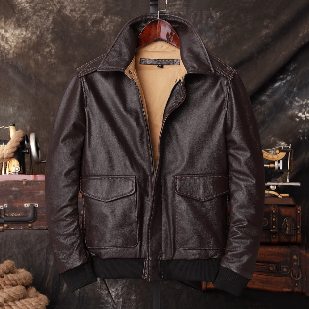 Bomber A2 Pilot Genuine Leathe - Bomber Jacket Men 评论和价格