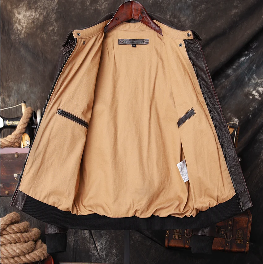 Bomber A2 Pilot Genuine Leathe - Bomber Jacket Men 评论和价格