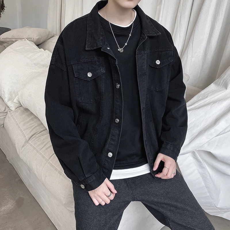 Black Denim Short Jacket Men J - Bomber Jacket Men 评论和价格