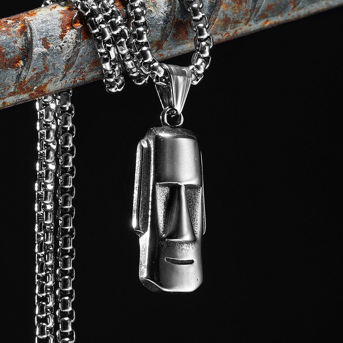 Moai Pendants Statue Necklaces - Mens Xmas Fashion 评论和价格