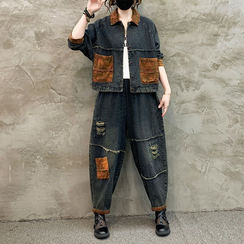 Autumn Winter Women Retro Cowb - Denim Jacket Vintage 评论和价格