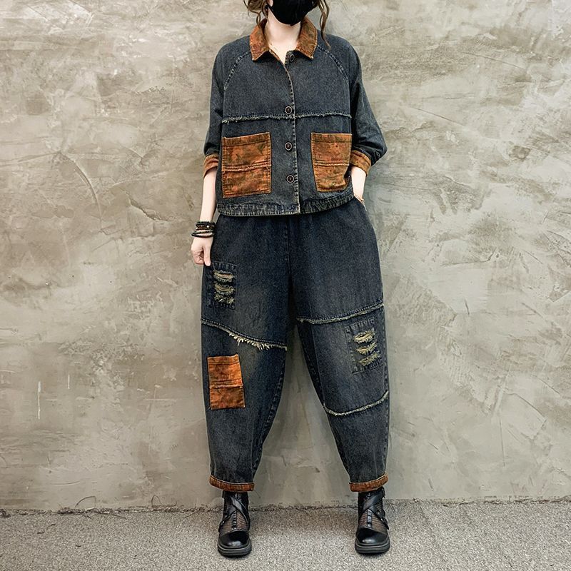 Autumn Winter Women Retro Cowb - Denim Jacket Vintage 评论和价格