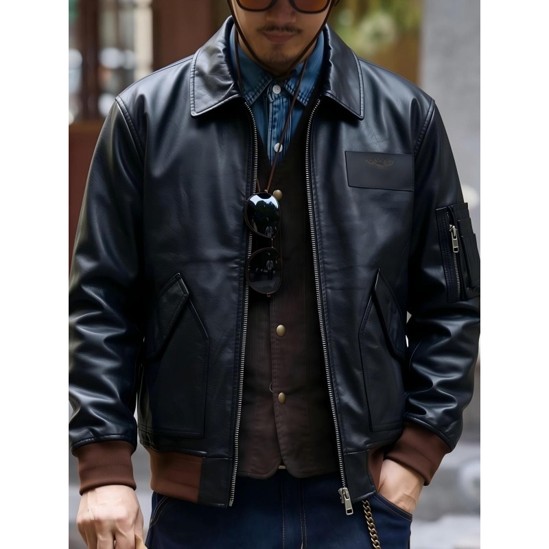 45P Vintage Aviator Flight Jac - Bomber Jacket Men 评论和价格