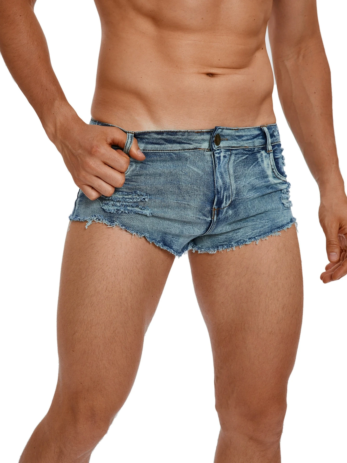 Men's Low Waist Jeans Shorts F - Men Fashion Jeans 评论和价格