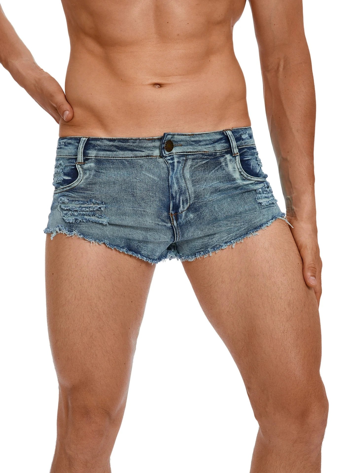 Men's Low Waist Jeans Shorts F - Men Fashion Jeans 评论和价格
