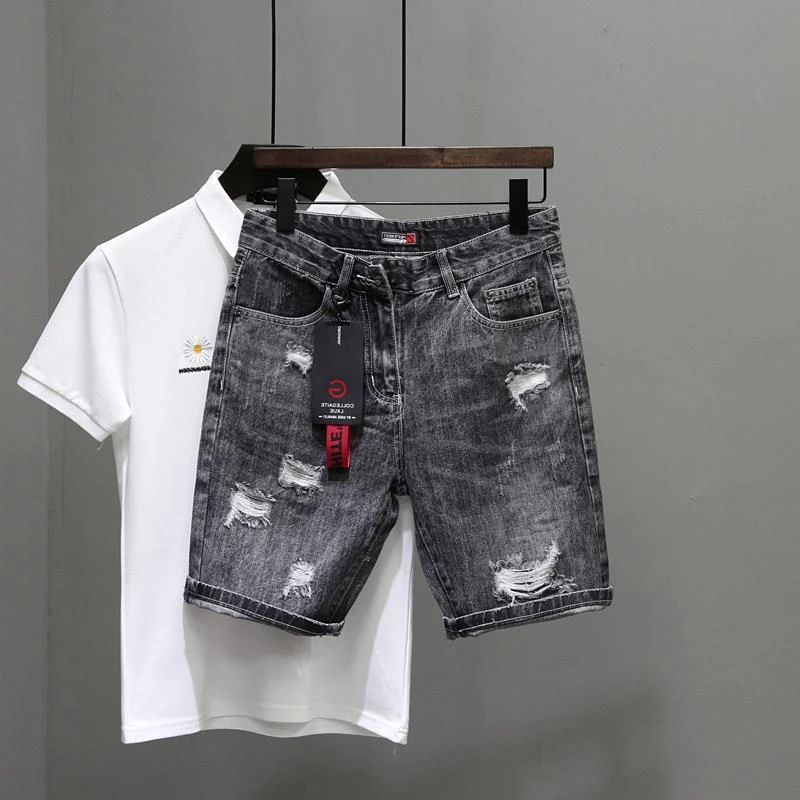 Men's Short Jeans Pants Black  - Men Fashion Jeans 评论和价格