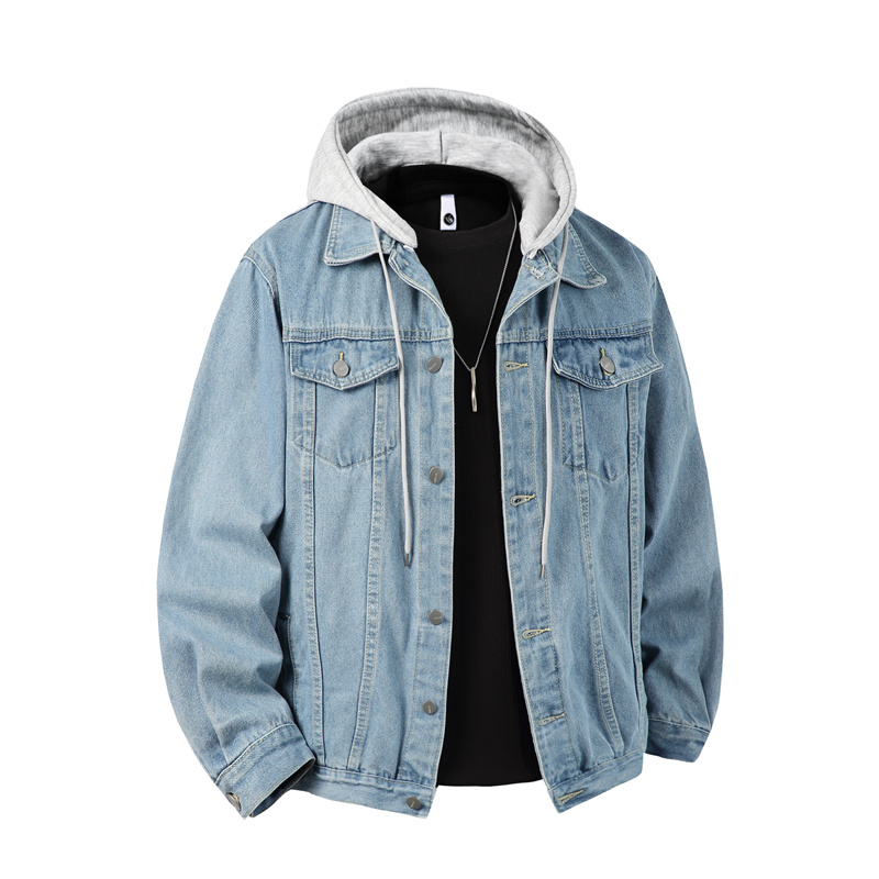 Men Hooded Denim Jacket Men St - Bomber Jacket Men 评论和价格