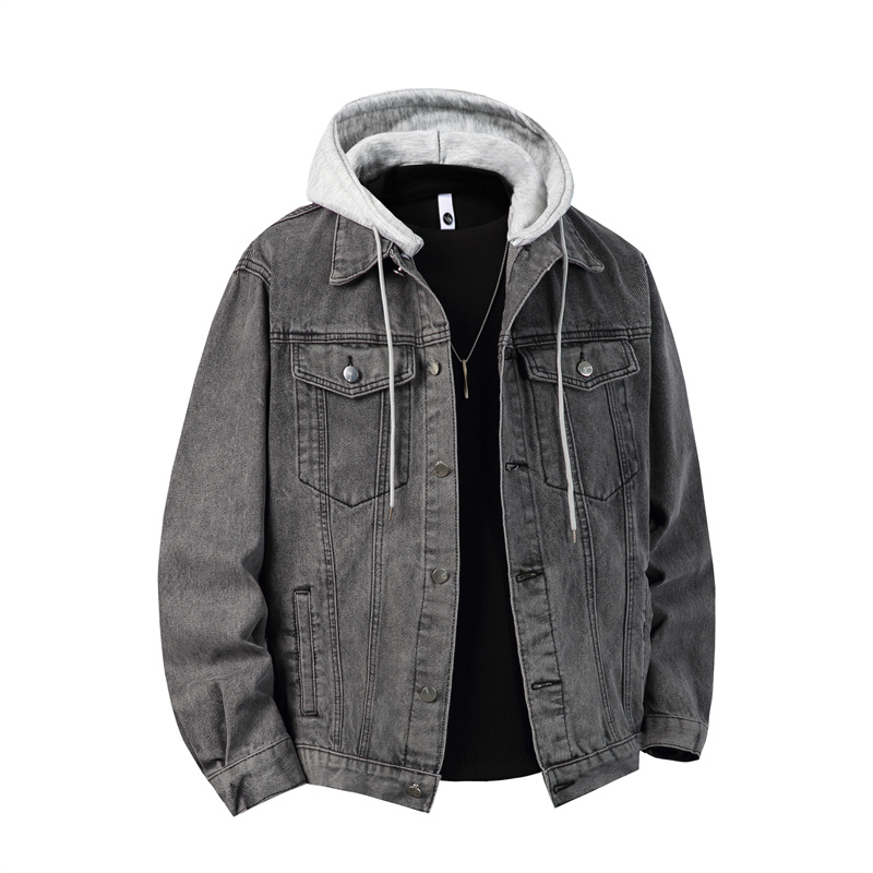 Men Hooded Denim Jacket Men St - Bomber Jacket Men 评论和价格