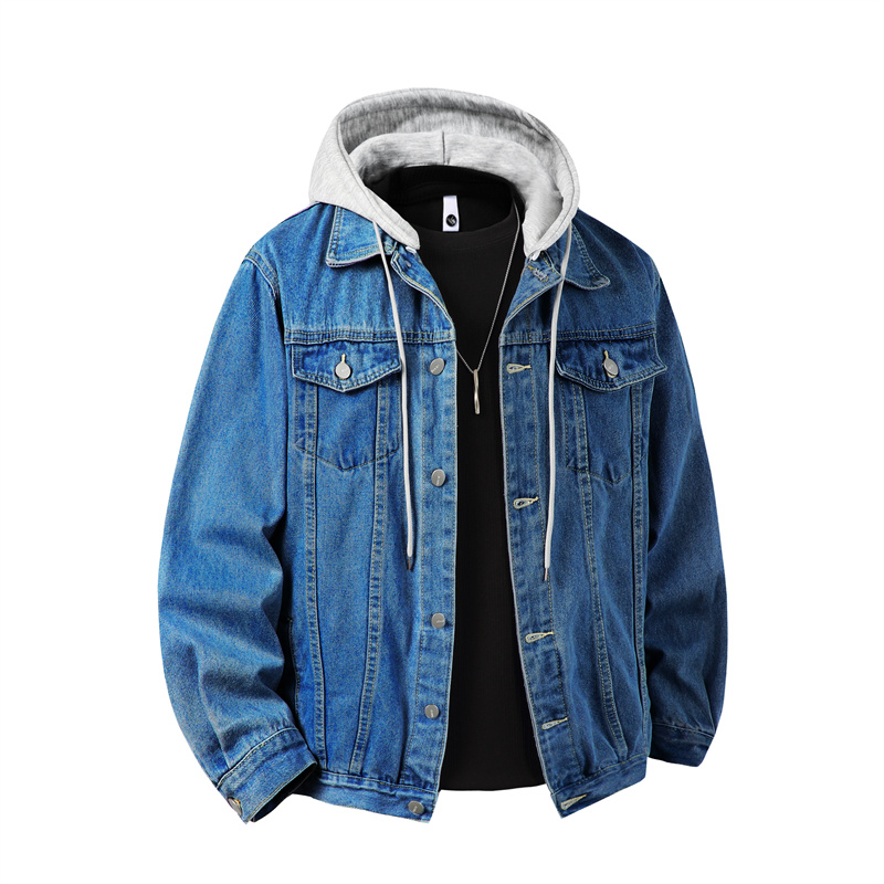 Men Hooded Denim Jacket Men St - Bomber Jacket Men 评论和价格